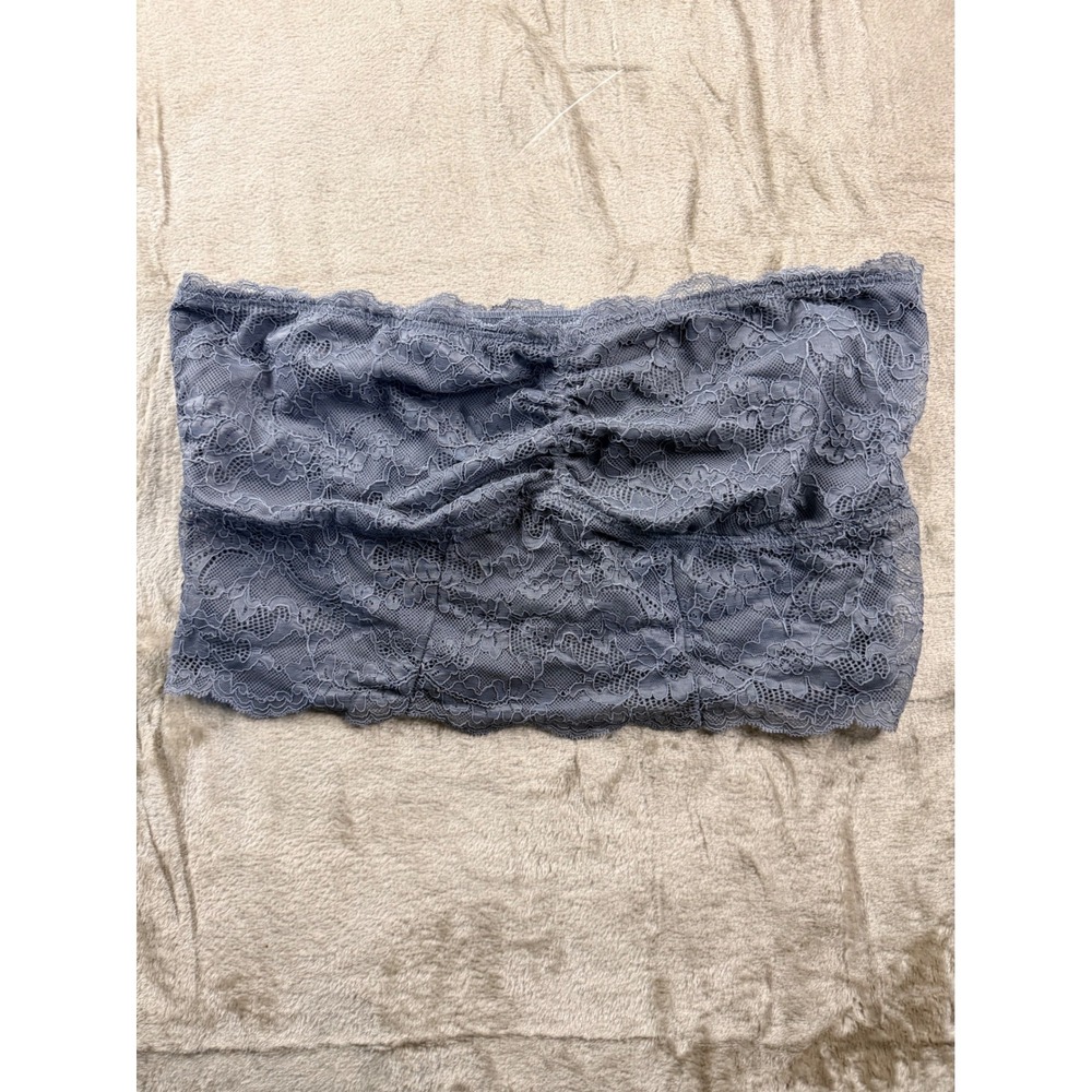 American Eagle Outfitters Blue Gray Floral Lace Bandeau Tube Top Large L Scallop